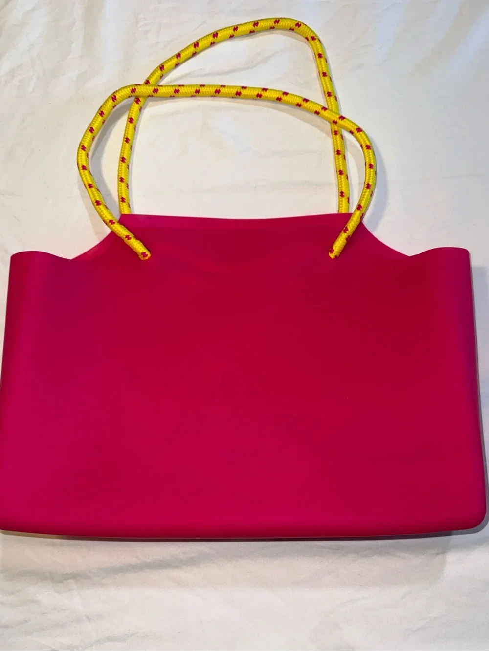 Bold Hot Pink Tote with Yellow Rope Handles